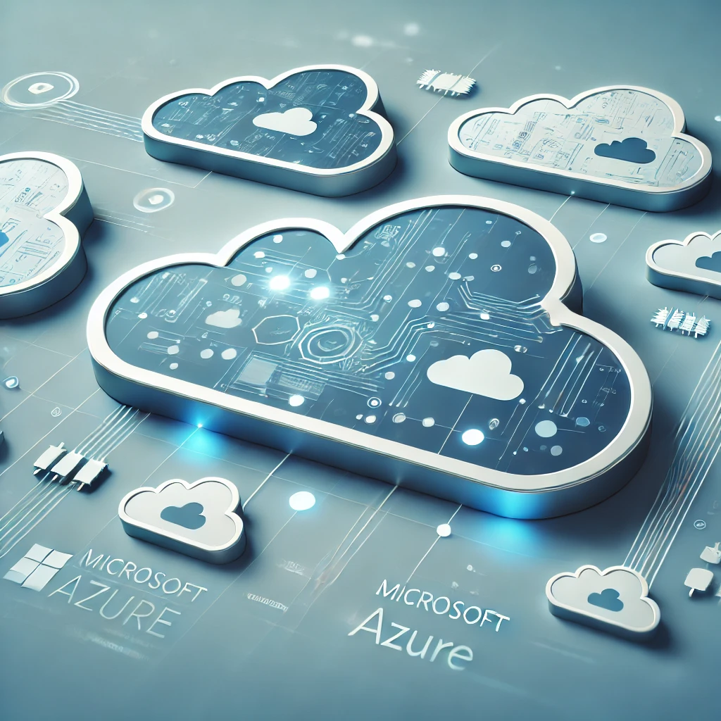 DALL·E 2024 08 23 22.48.59 A modern and sleek illustration of cloud icons representing Microsoft Azure. The image should have a tech savvy feel featuring multiple blue and whit